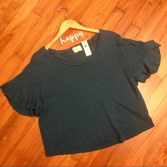 Anthropologie Tops - NEW boxy ruffle sleeve medium top by t:la anthro